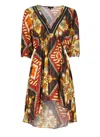 Miss Bikini Vibrant Multicolor Viscose Dress With 3/4 Sleeves In Multi