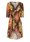 Miss Bikini Vibrant Multicolor Viscose Dress With 3/4 Sleeves In Multi