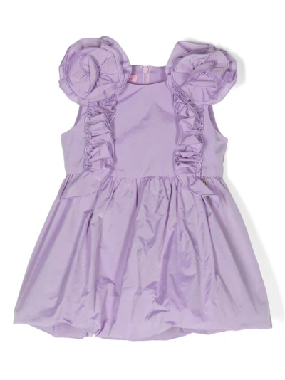 Miss Blumarine Kids' Abito Con Ruches In Violet