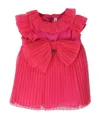 Miss Blumarine Abito Plissettato Baby Girl Ciclamino Con Maxi Fiocco In Red