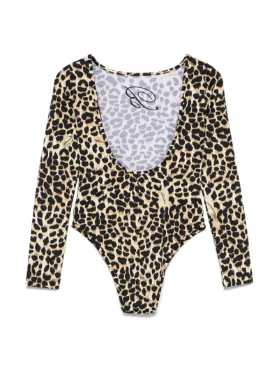 Miss Blumarine Kids' Animal-print Body In Black
