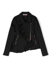 Miss Blumarine Asymmetric-ruffle Jacket In Black