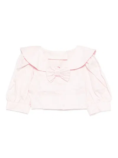 Miss Blumarine Kids' Bow-detailed Peter Pan-collar Blouse In Pink