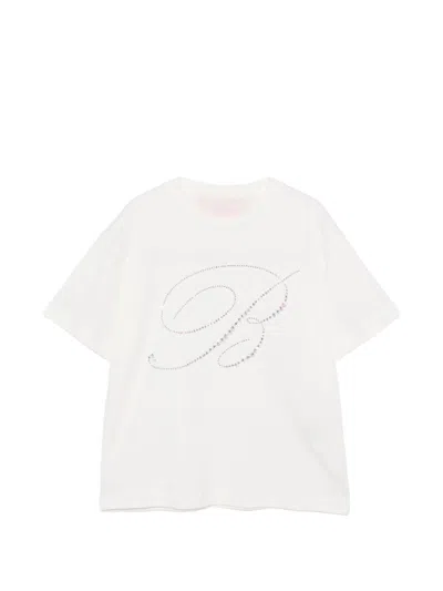 Miss Blumarine Charming Mini T-shirt For Girls In Ecru