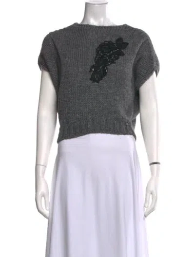 Pre-owned Miss Blumarine Crew Neck Sweater In Grey