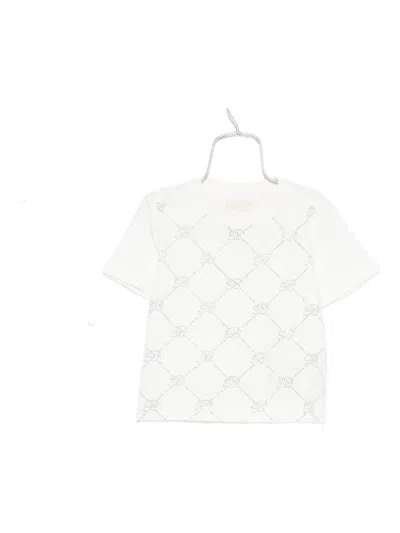 Miss Blumarine Babies' Crystal-embellished T-shirt In Neutral