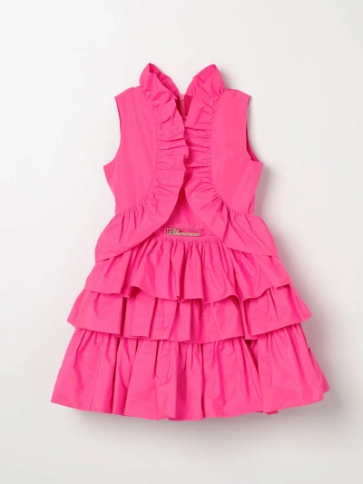 Miss Blumarine Logo-plaque Ruffled Dress In Fuchsia