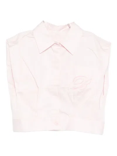 Miss Blumarine Kids' Embroidered-pocket Shirt In Pink