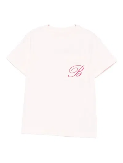 Miss Blumarine Kids' Embroidered-pocket T-shirt In Pink