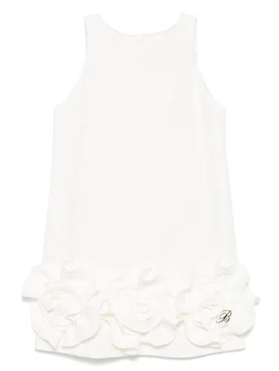 Miss Blumarine Kids' Floral-appliqué Dress In White
