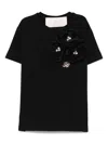 Miss Blumarine Floral-appliqué T-shirt In Black