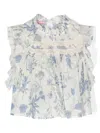 Miss Blumarine Floral-print Ruffled Blouse In White