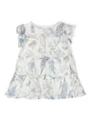 Miss Blumarine Floral-print Ruffled Dress In White