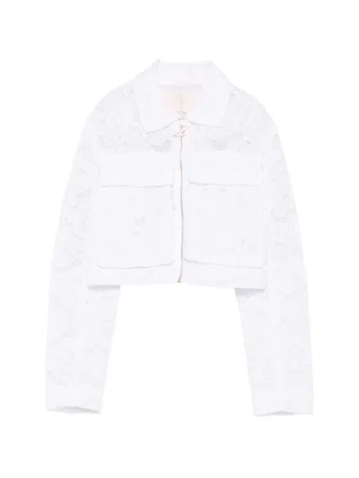 Miss Blumarine Kids' Floral-lace Jacket In White