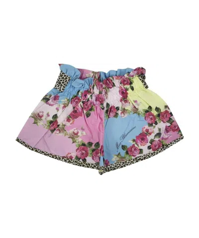 Miss Blumarine Girdle Floral Print Shorts In Multicolor