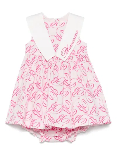 Miss Blumarine Babies' Graphic-print Dress Set In Pink