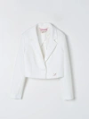 Miss Blumarine Logo-plaque Crepe Blazer In White