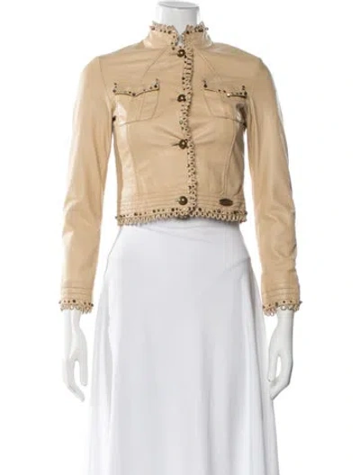 Pre-owned Miss Blumarine Leather Jacket In Neutral