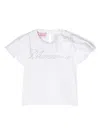 Miss Blumarine Logo-embellished Cotton T-shirt In Weiss