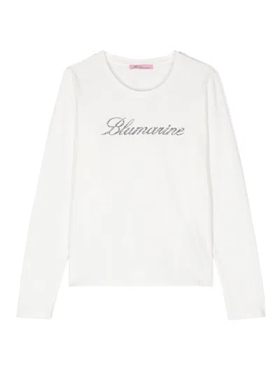 Miss Blumarine Kids' Logo-embellished T-shirt In White