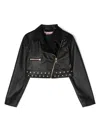 Miss Blumarine Logo-embroidered Biker Jacket In Black