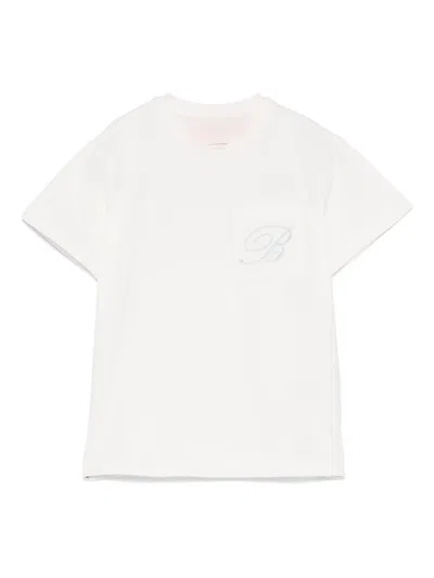 Miss Blumarine Kids' Logo-embroidered T-shirt In Beige