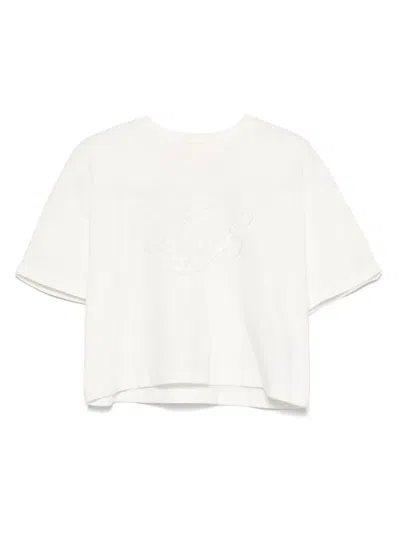 Miss Blumarine Kids' Logo-embroidered T-shirt In Neutrals