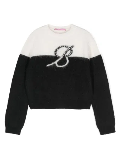 Miss Blumarine Kids' Pullover Mit Logo-motiv In Black