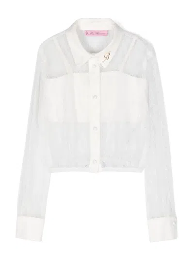 Miss Blumarine Kids' Logo-plaque Floral-lace Blouse In White