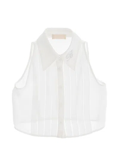 Miss Blumarine Mini Elegant Top For Girls In White