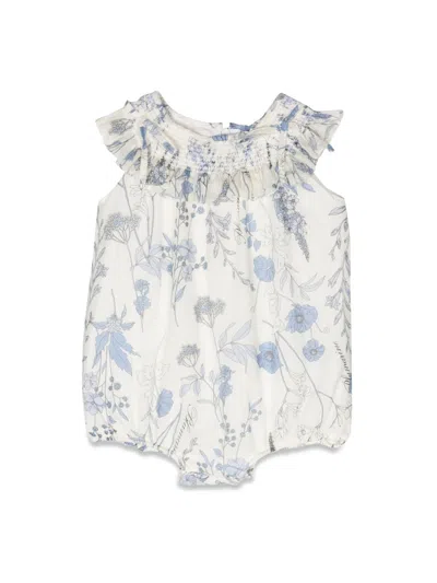 Miss Blumarine Mini Floral Romper For Baby Girls In Blue
