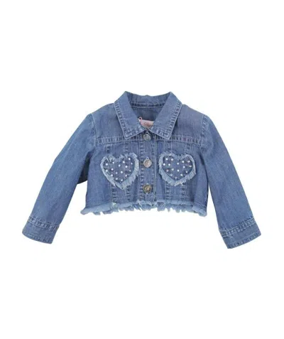 Miss Blumarine Miss Blumarie Giacca Cropped Baby Girl In Denim Di Cotone In Blue