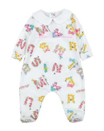 Miss Blumarine Newborn Girl Baby Jumpsuits & Overalls White Size 1 Cotton, Elastane