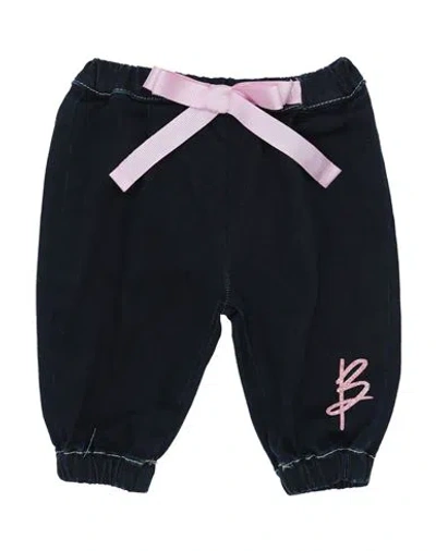 Miss Blumarine Babies'  Newborn Girl Denim Pants Blue Size 3 Cotton, Elastane