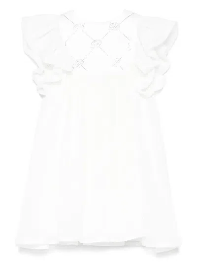 Miss Blumarine Babies' Organza Dress Set In 白色