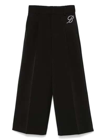 Miss Blumarine Kids' Rhinestone-embellished Trousers In Black