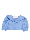 Miss Blumarine Rounded Collar Bow Blouse In Blue