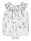 Miss Blumarine Ruffle-trim Floral-print Romper In Neutrals
