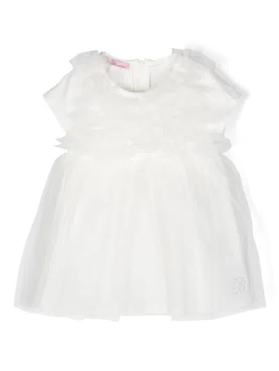 Miss Blumarine Babies' Ruffled Round-neck Dress In White