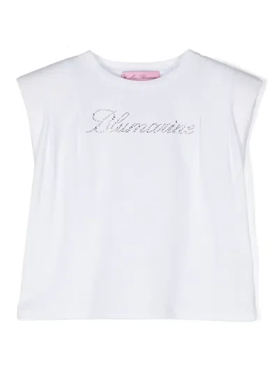 Miss Blumarine Kids' Shoulder-pads Tank Top In White