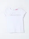Miss Blumarine Kids' White T-shirt With Rhinestone Logo