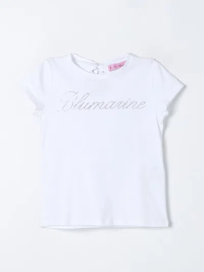 Miss Blumarine Kids' White T-shirt With Rhinestone Logo