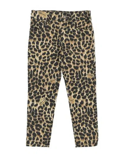 Miss Blumarine Babies'  Toddler Girl Pants Beige Size 5 Cotton, Elastane In Animal Print