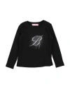 Miss Blumarine Toddler Girl T-shirt Black Size 4 Cotton, Elastane