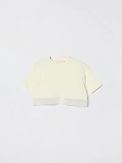 Miss Blumarine Kids' Tシャツ  ボーイ カラー イエロークリーム In Neutral