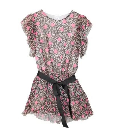 Miss Blumarine Tuta Bambina In Viscosa Con Stampa Animalier In Gray