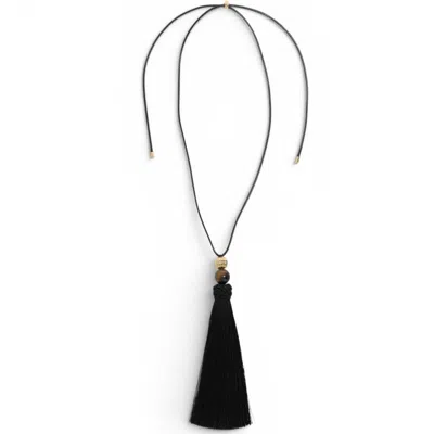 Miss Cecilia Women's Black Sable Tassel Necklace