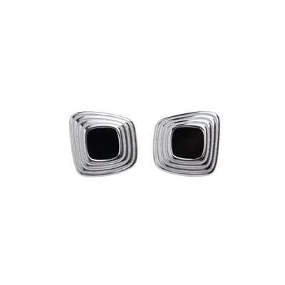 Miss Cecilia Women's Black / Silver Frame Noir Studs In Multi