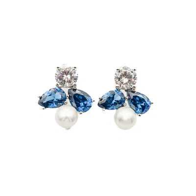 Miss Cecilia Women's Blue Aurora Pearl Ear Studs