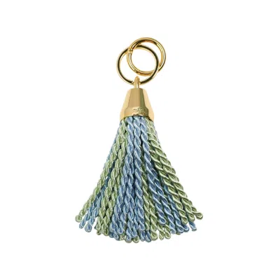Miss Cecilia Women's Blue Tassel Bag Charm And Keyring In Gold